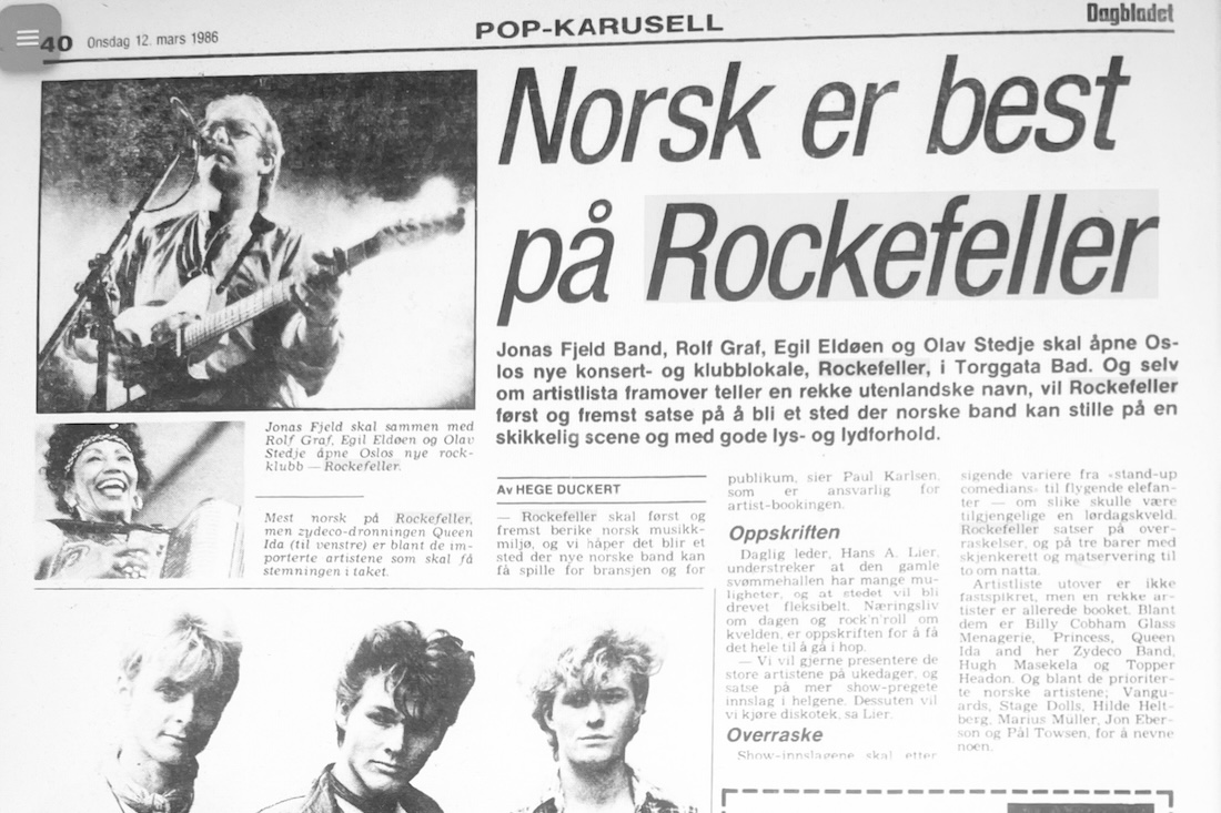Faksimile fra Dagblade 1986.